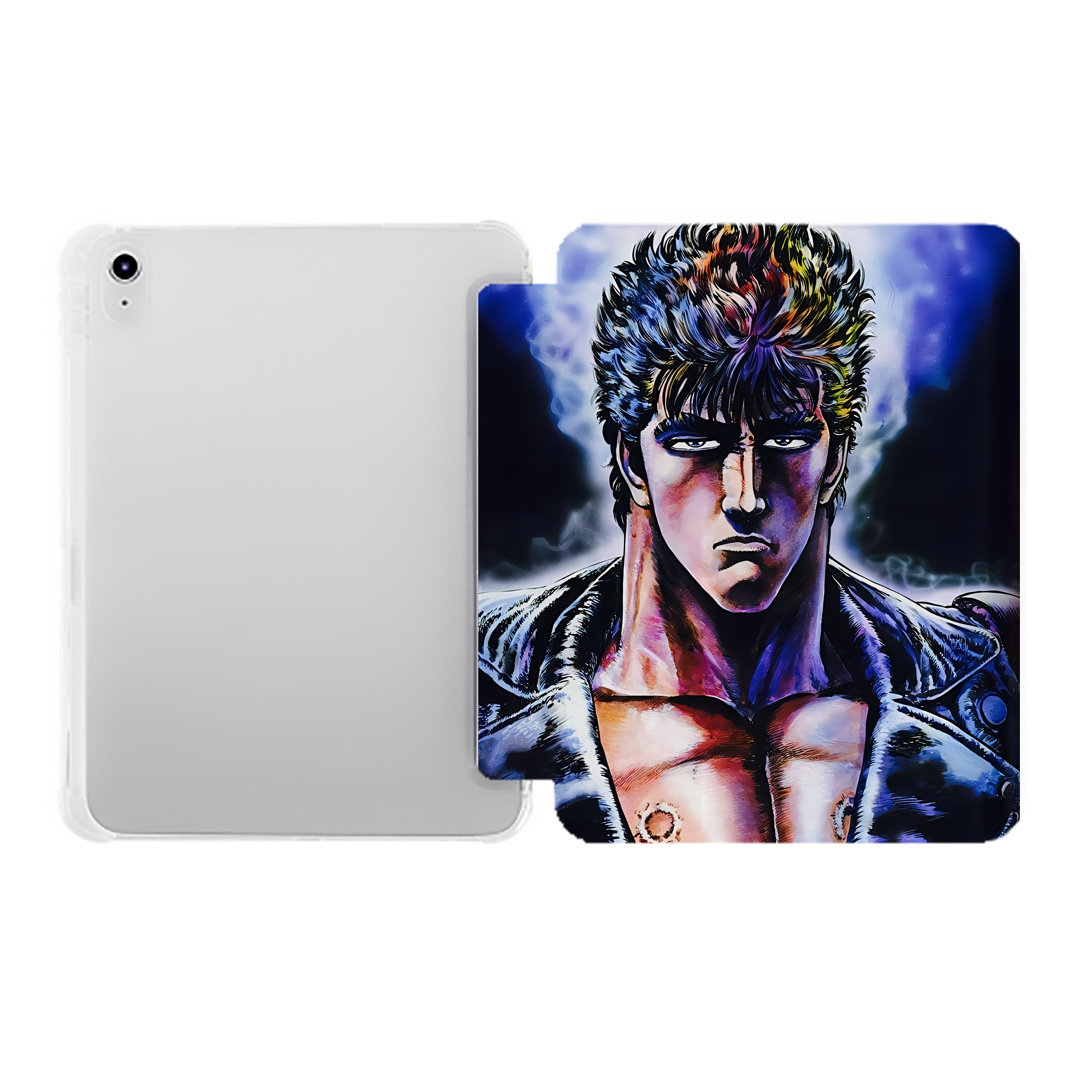 （画像用） 北斗の拳 Fist of the North Star IPad ケース ペン収納付き 三つ折りスタンド PUレザー×シリコン 対応機種9.5/10.5/10.9インチ